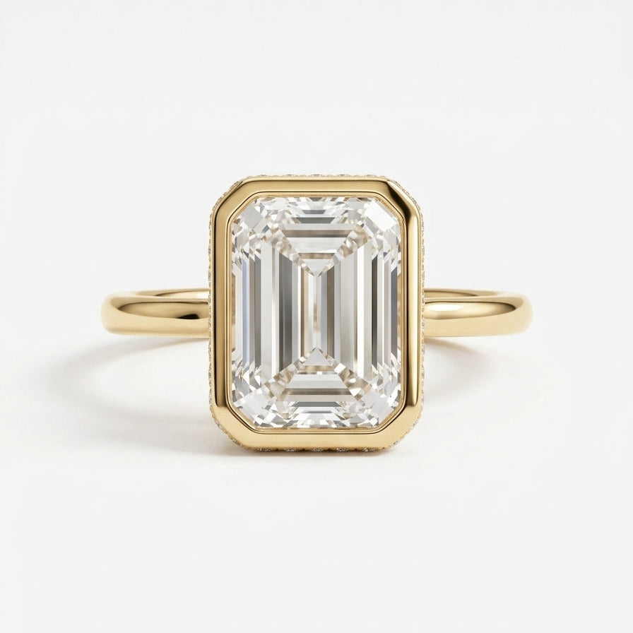 Emerald Bezet Set Ring