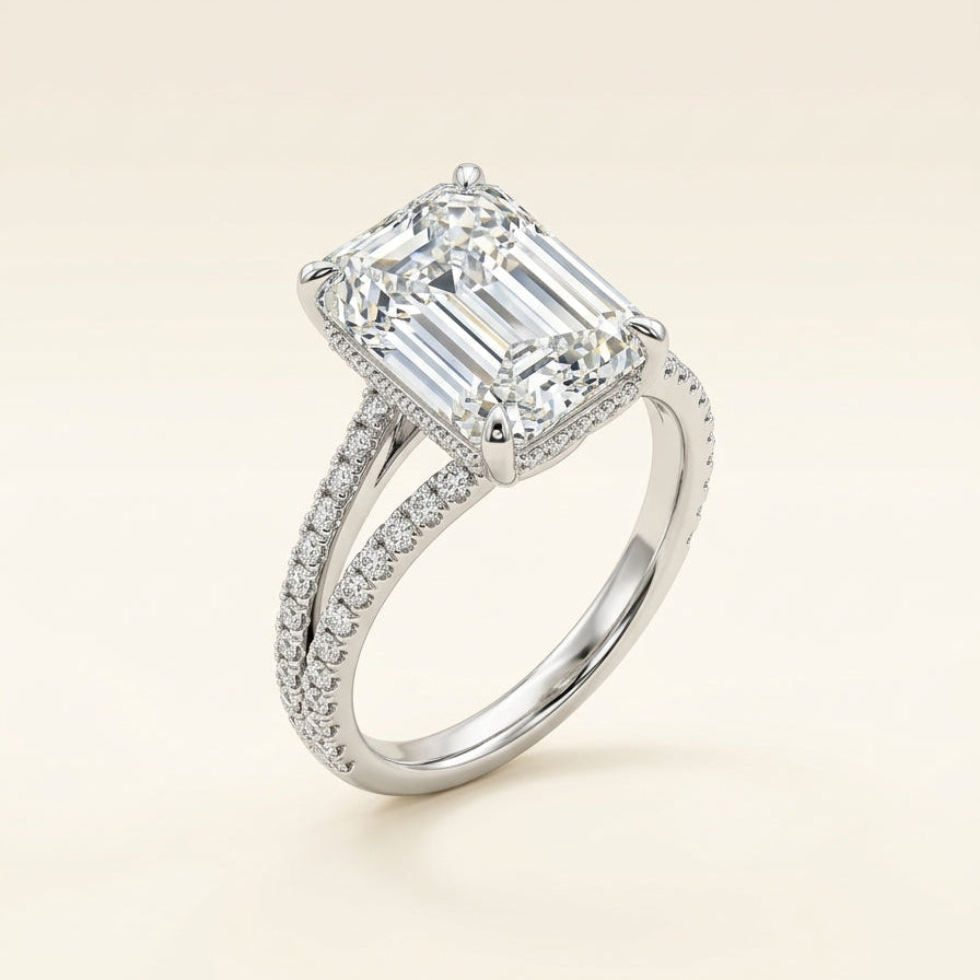 Emerald Split Shank Ring