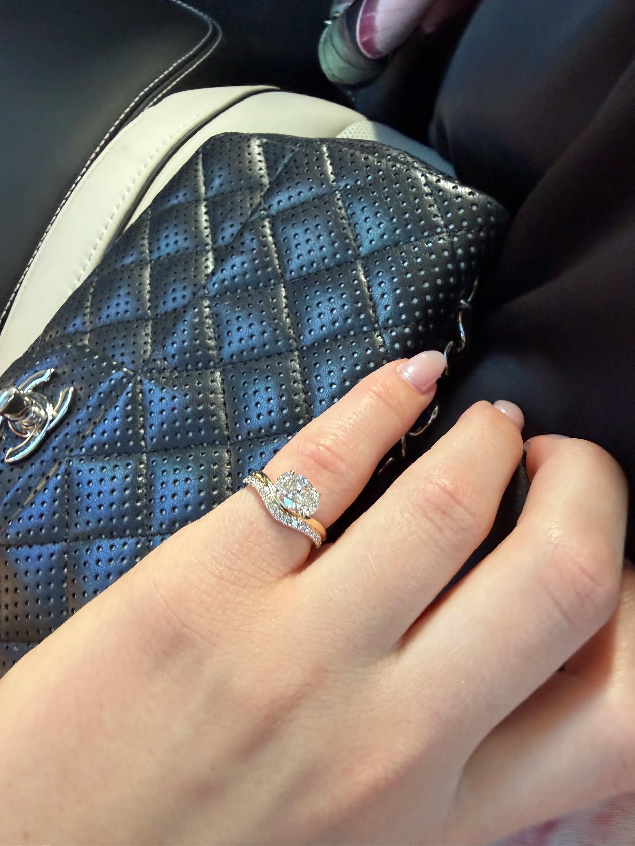 Floating Oval Pave Pinky Ring - 3