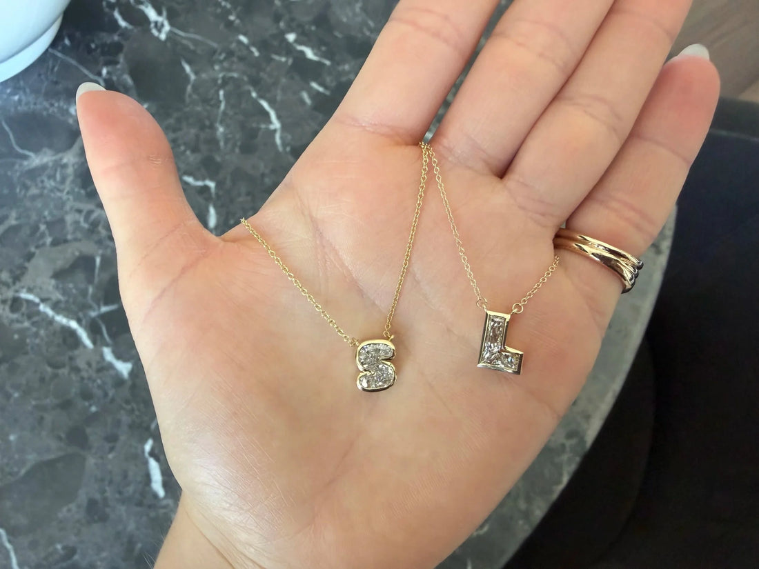 Initial Diamond Bezel Necklace - 2