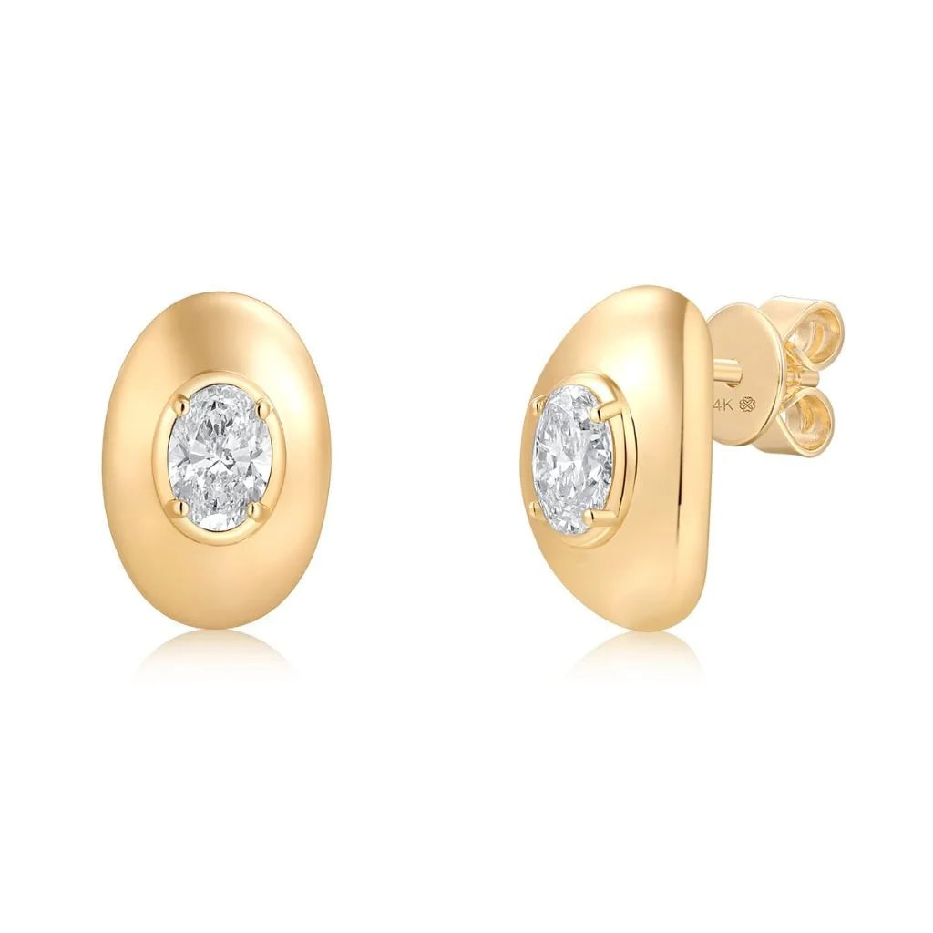 Oval Bubble Diamond Earrings