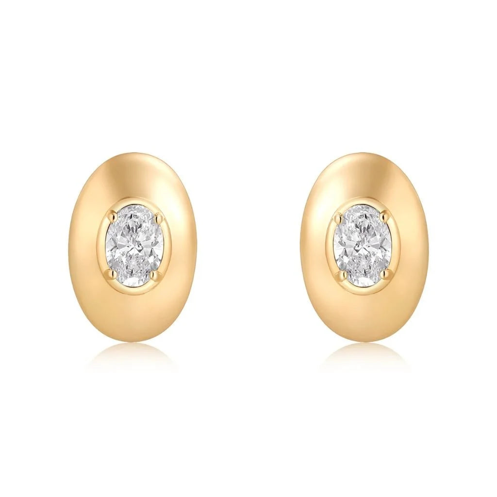 Oval Bubble Diamond Earrings - 2