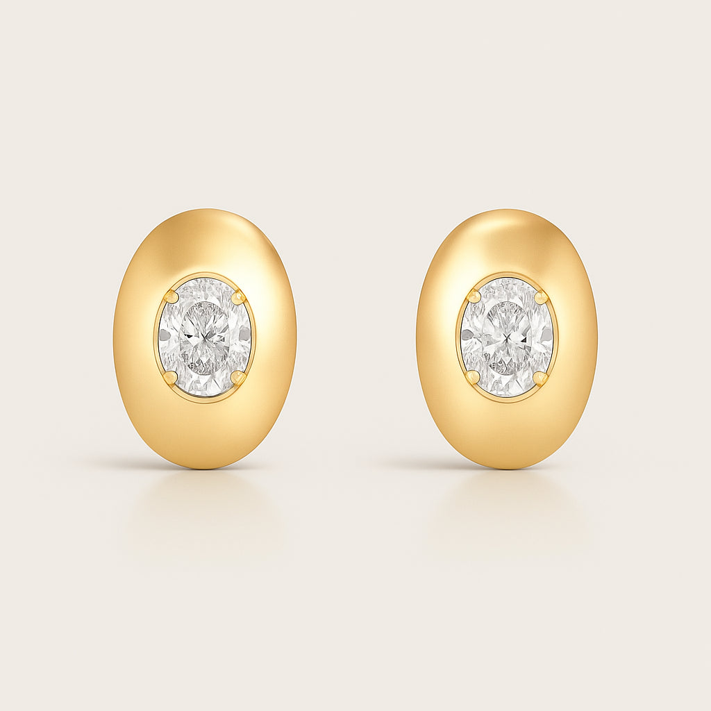 Oval Bubble Diamond Earrings - 3