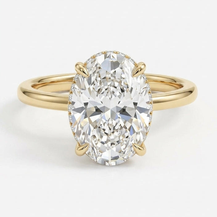 Oval Hidden Halo Ring