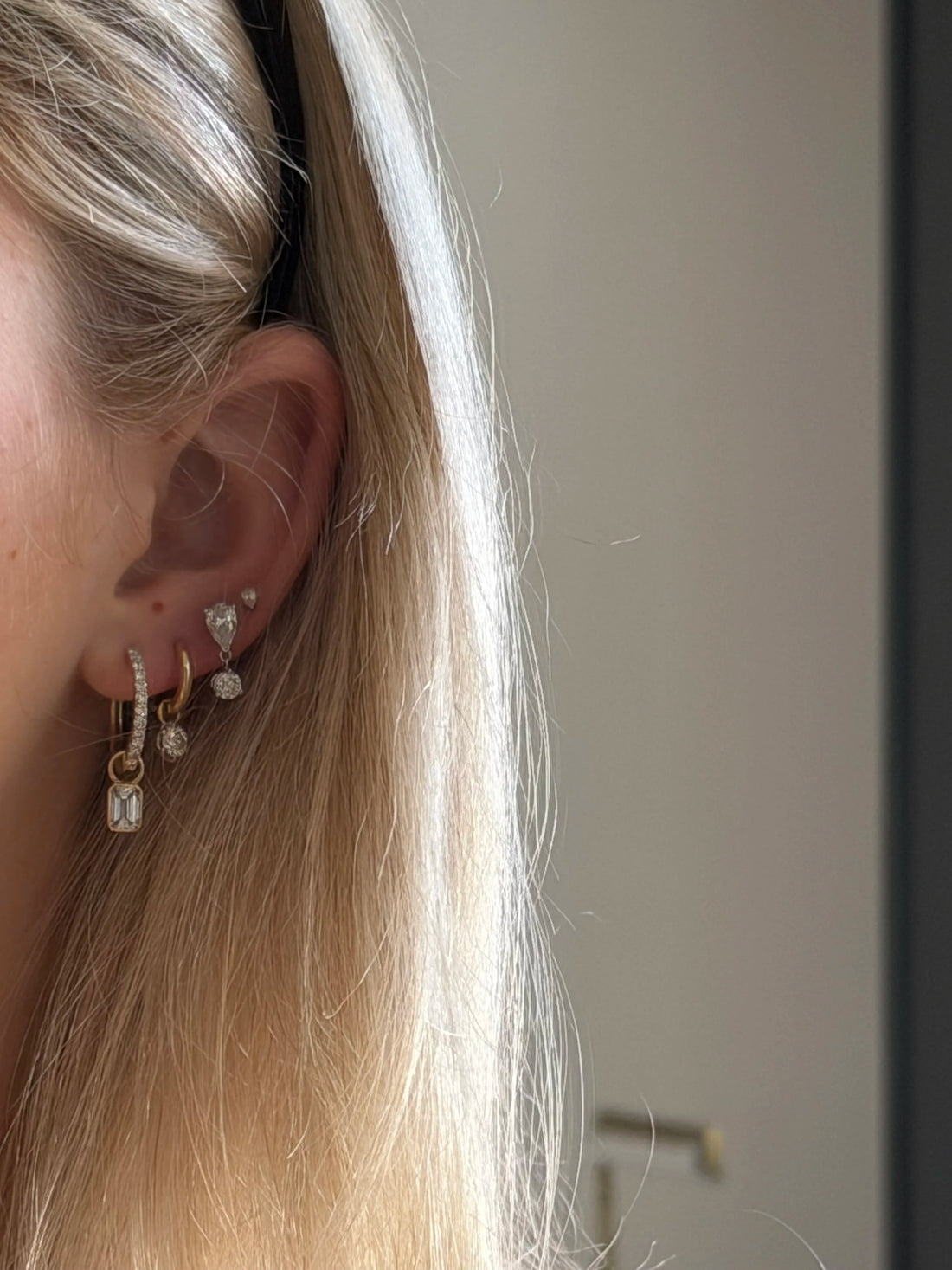 Pave hoops with dangling emeralds - 2