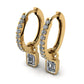 Pave hoops with dangling emeralds - 3