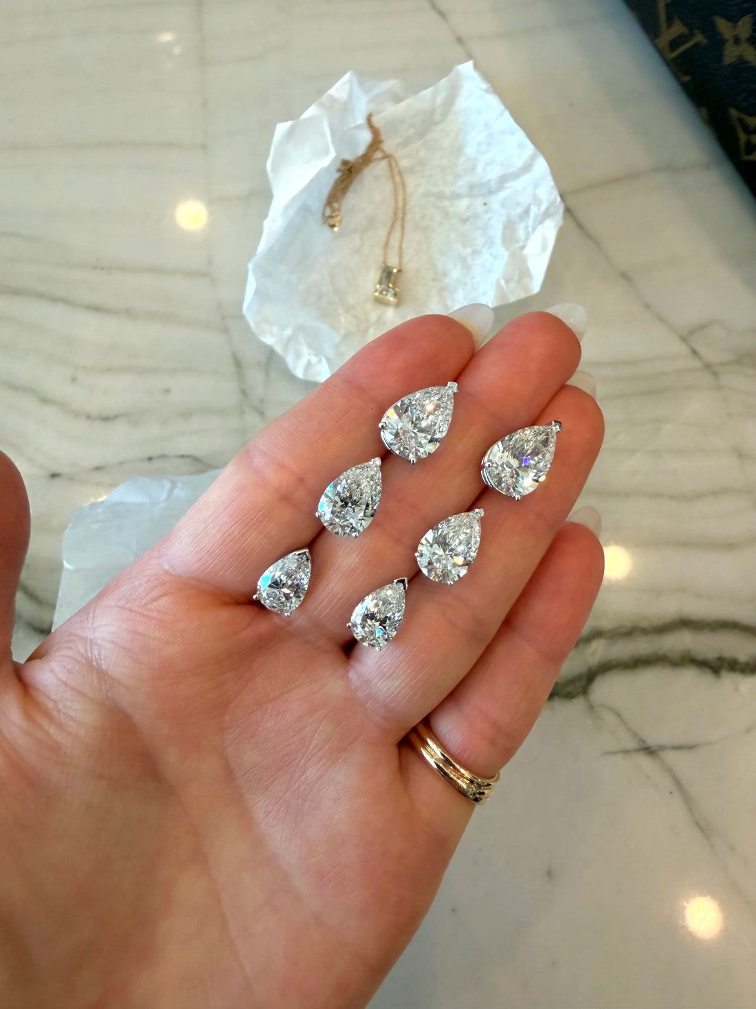 Pear Diamond Studs - 2