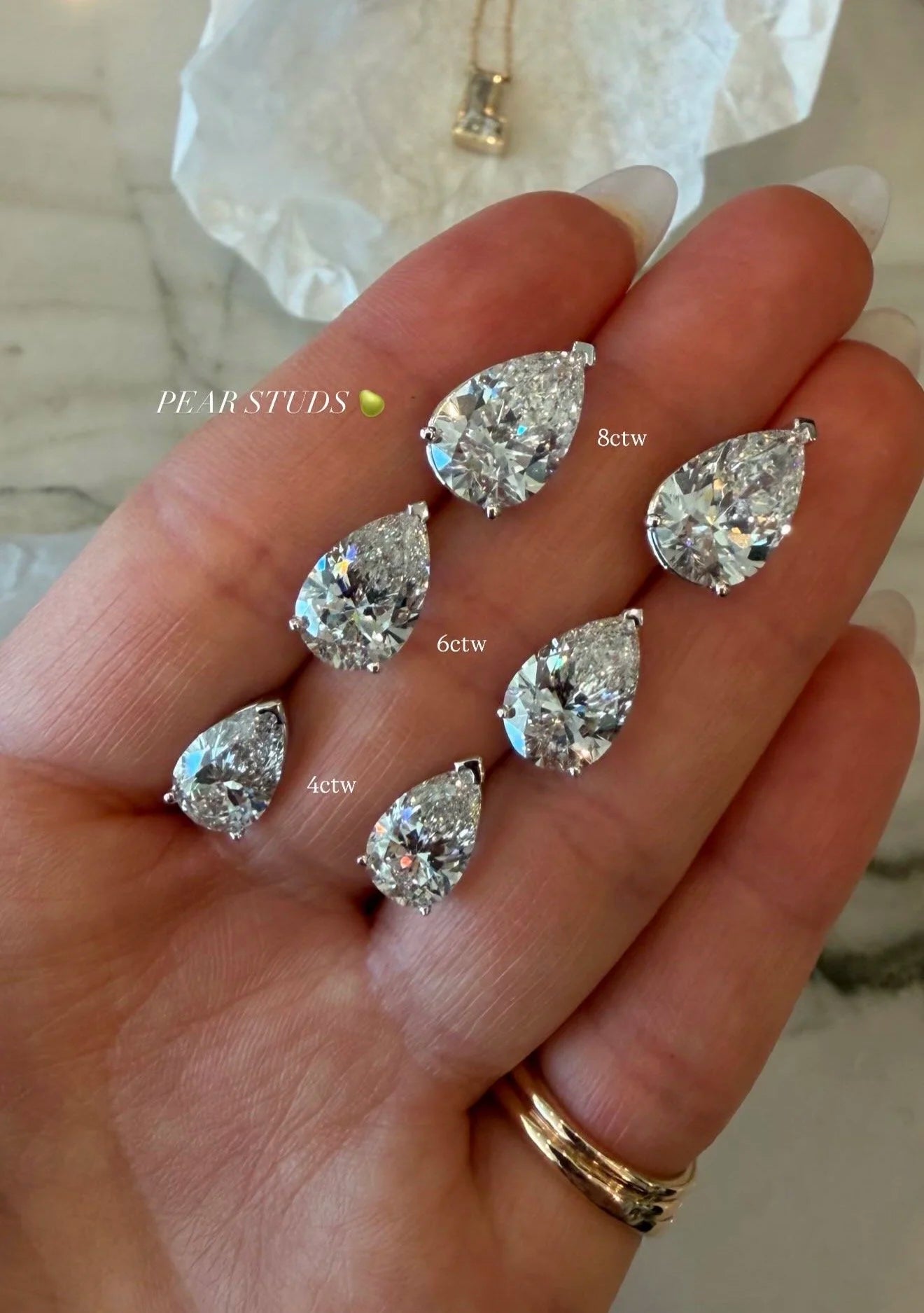 Pear Diamond Studs - 3